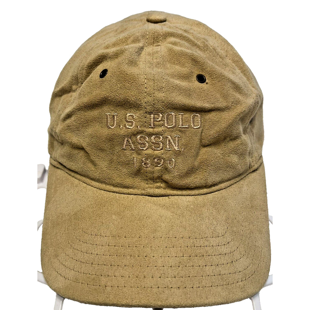 US Polo Assn 1890 Strapback Baseball Cap Hat‎ Beige Suede Tan